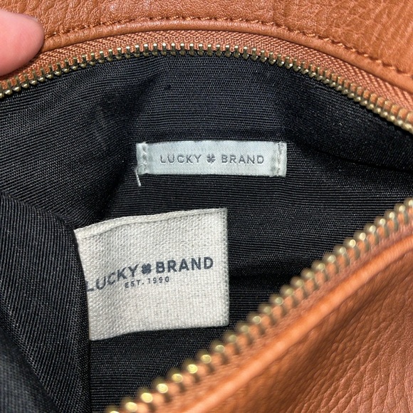 Lucky Brand Faux Leather Brown Small Pouch Zipper Bag, Make Up, Travel, Flat - Picture 6 of 11